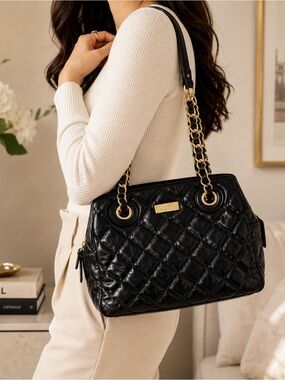 EUC Kate Spade Black Quilted Leather Shoulder Bag